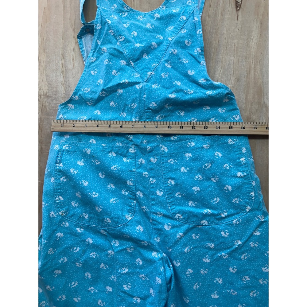 Vintage Gitano Women Blue Floral Ramie Cotton Shortalls Overalls Size M 90s - Picture 8 of 10
